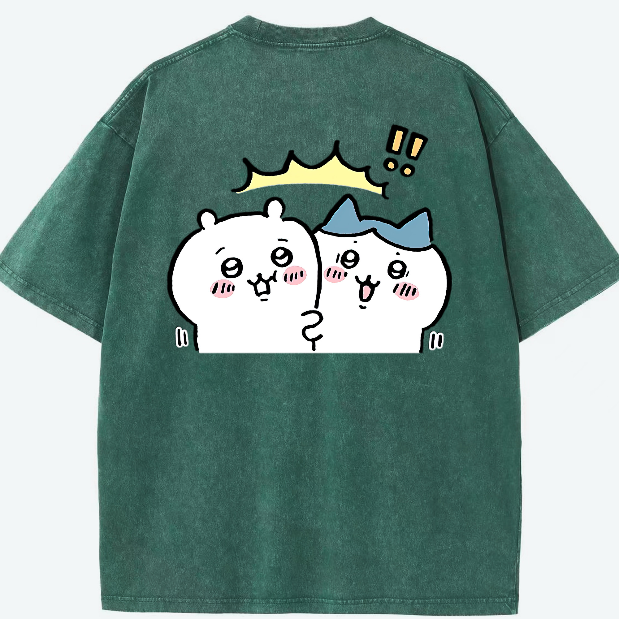 （画像用） ちいかわ ハチワレ Chii-kawa hachiware 綿100% ヴィンテージ風 半袖Tシャツ（背面プリント）